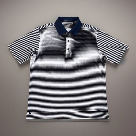 Untuckit S/S Polo/Golf Shirt Medium M - Blue - Striped EUC Dri-Fit WOW stretch - Picture 1 of 3